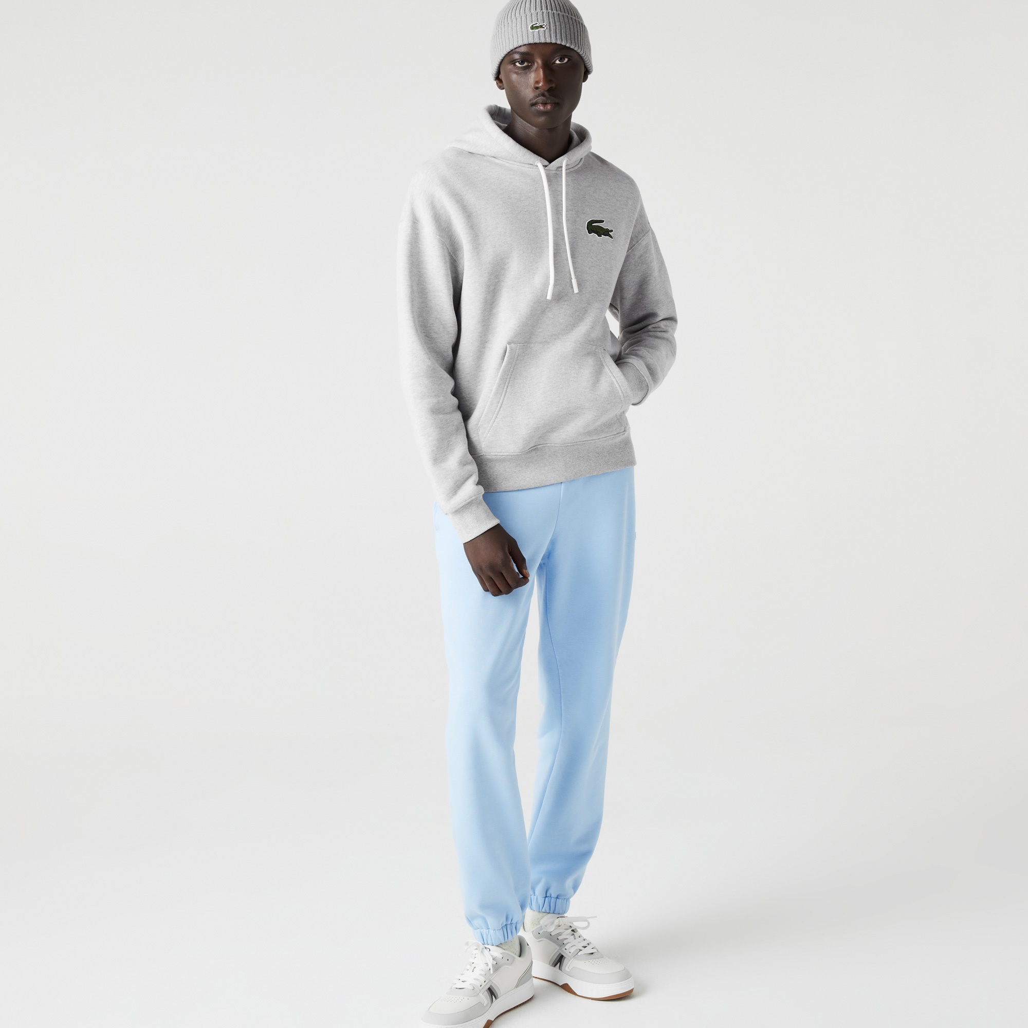 Lacoste Unisex Loose Fit Kapüşonlu Gri Sweatshirt