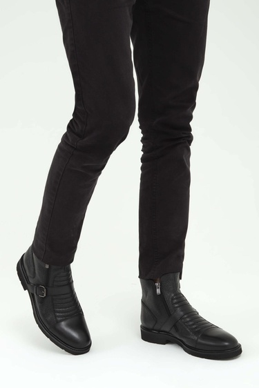  Tamer Tanca Erkek Hakiki Deri Siyah Klasik Bot