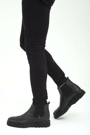  Tamer Tanca Erkek Hakiki Deri Siyah Klasik Bot