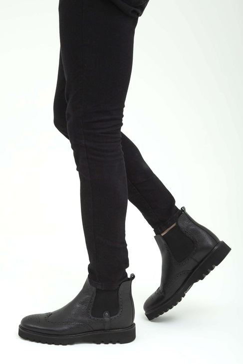  Tamer Tanca Erkek Hakiki Deri Siyah Klasik Bot