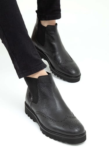 Tamer Tanca Erkek Hakiki Deri Siyah Klasik Bot
