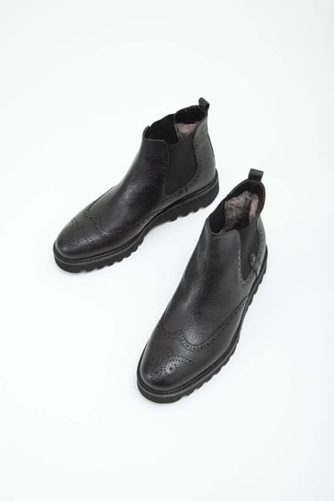  Tamer Tanca Erkek Hakiki Deri Siyah Klasik Bot