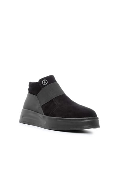  Tamer Tanca Erkek Hakiki Deri Siyah Süet Casual Bot