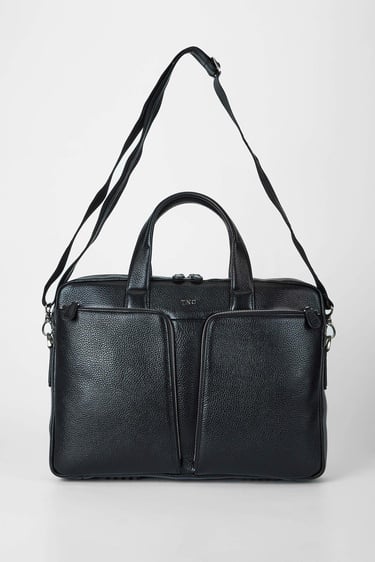  Tamer Tanca Erkek Hakiki Deri Siyah Evrak Çantası