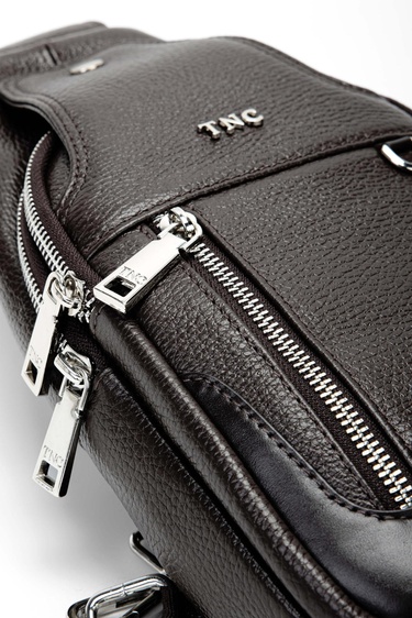  Tamer Tanca Erkek Hakiki Deri Kahverengi Body Bag Çanta