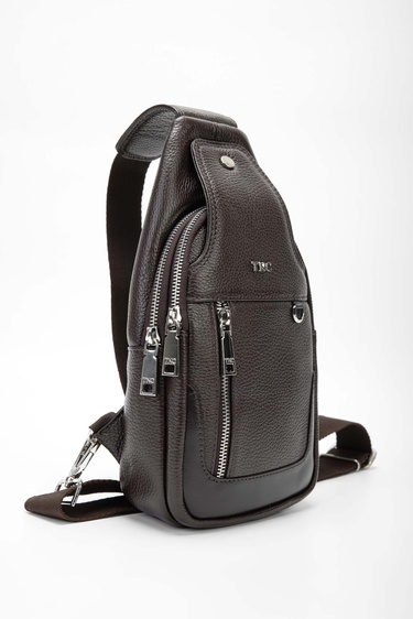  Tamer Tanca Erkek Hakiki Deri Kahverengi Body Bag Çanta