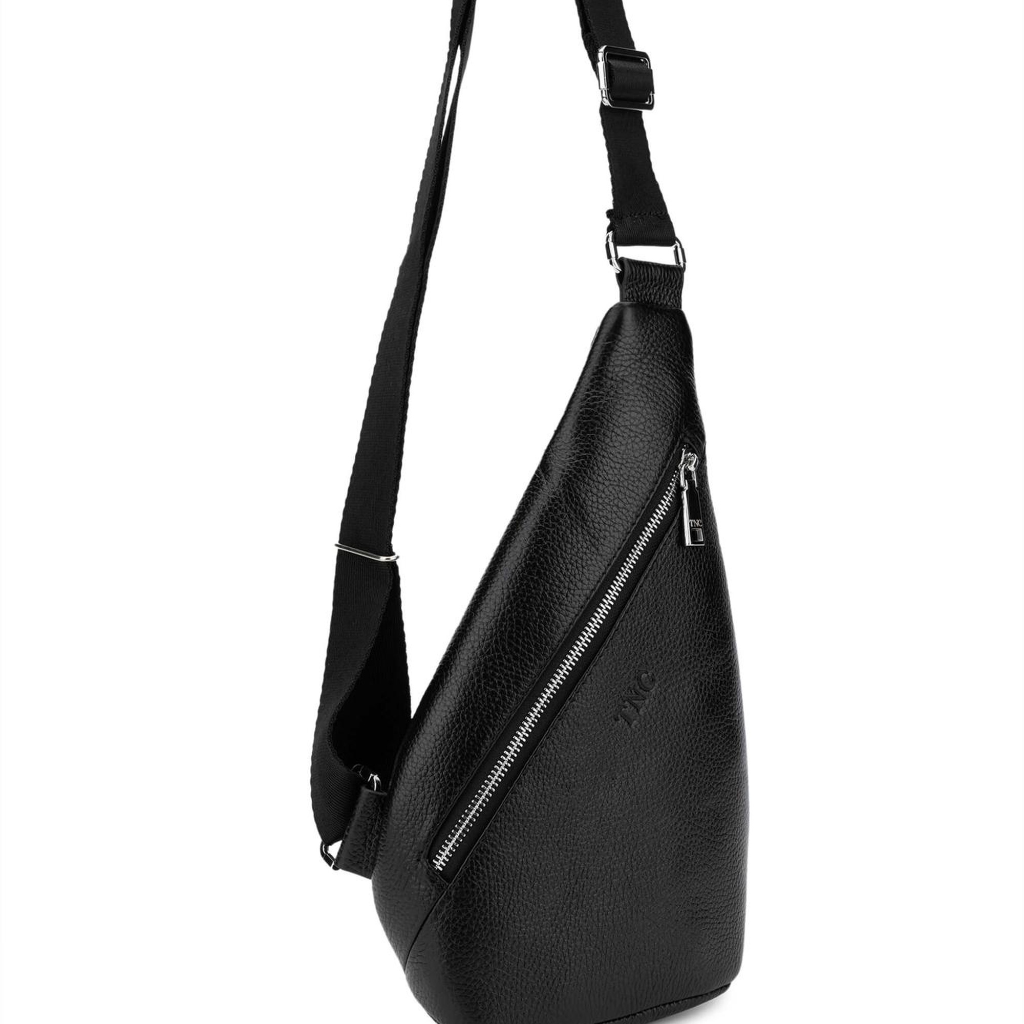 Tamer Tanca Erkek Hakiki Deri Siyah Body Bag Çanta