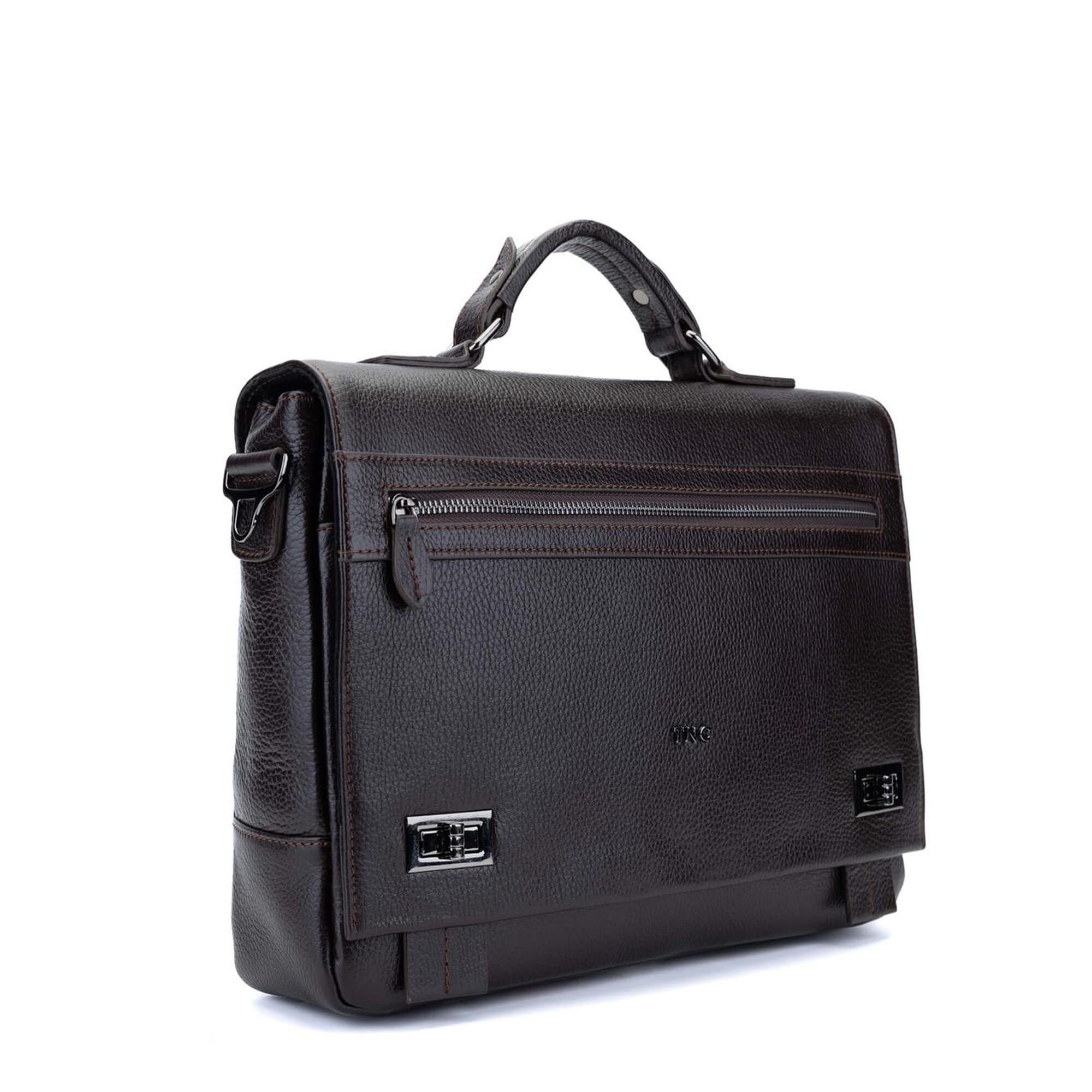 Tamer Tanca Erkek Hakiki Deri Kahverengi Evrak Çantası