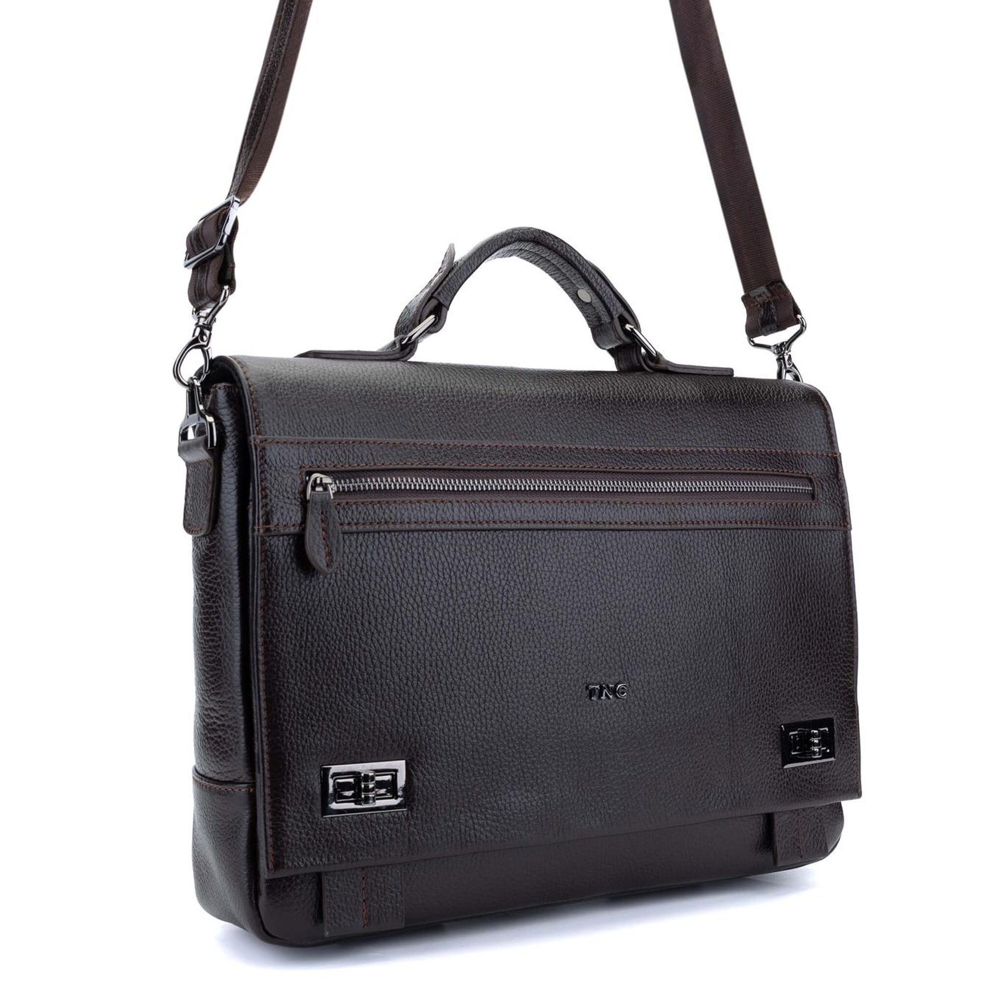 Tamer Tanca Erkek Hakiki Deri Kahverengi Evrak Çantası