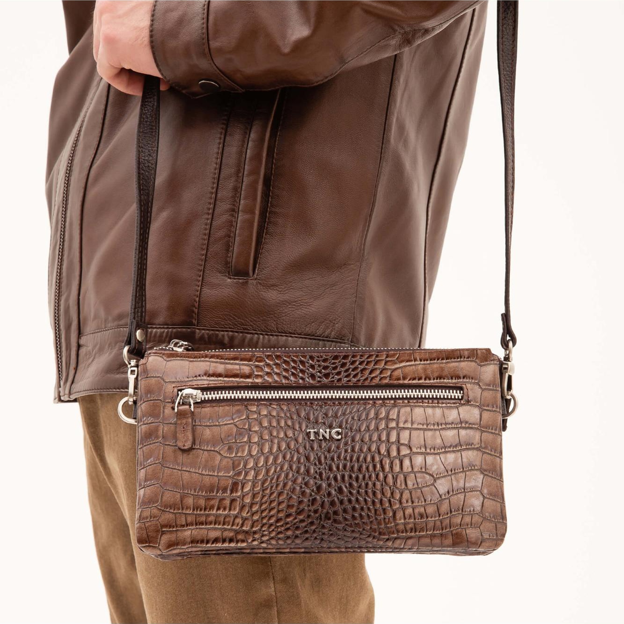 Tamer Tanca Erkek Hakiki Deri Ceviz El Çantası