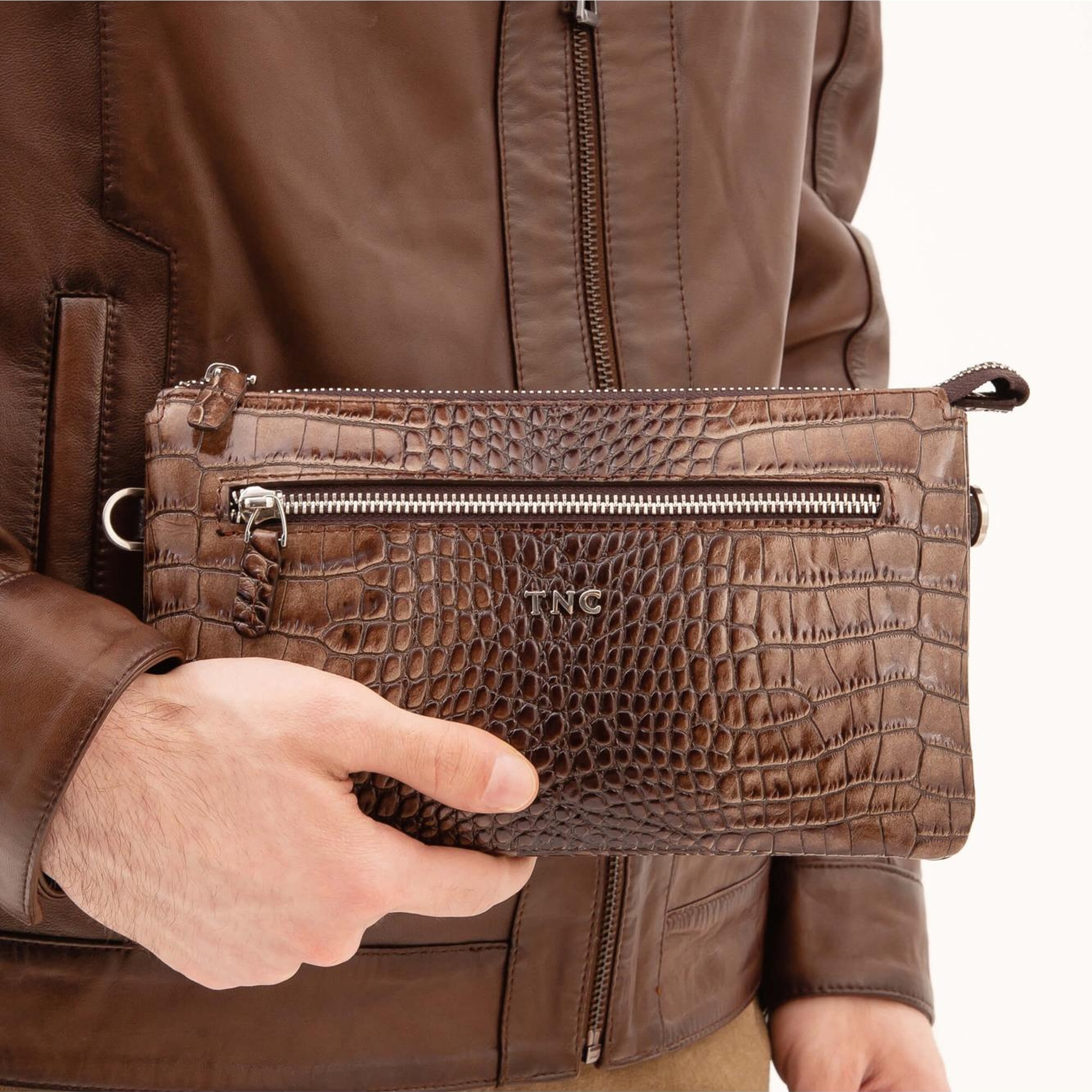 Tamer Tanca Erkek Hakiki Deri Ceviz El Çantası