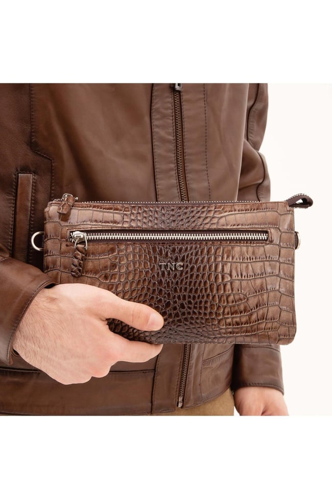  Tamer Tanca Erkek Hakiki Deri Ceviz El Çantası