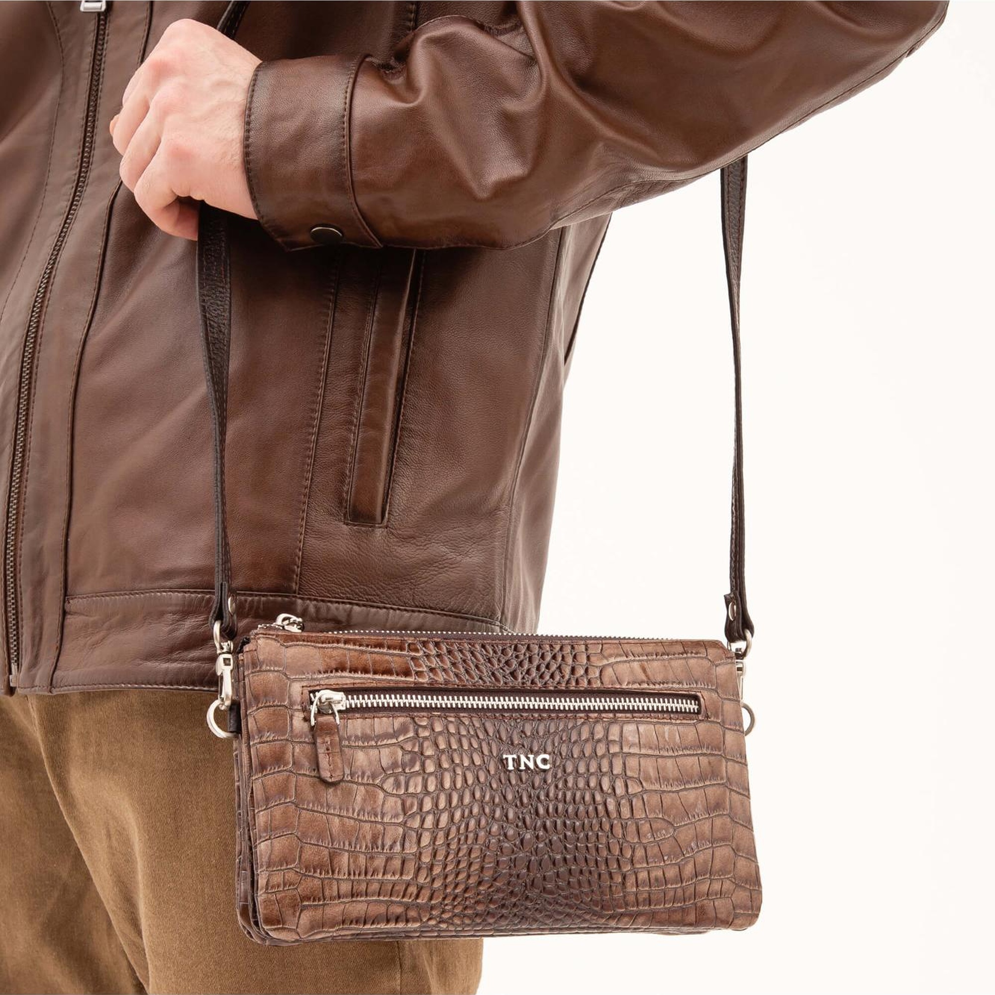 Tamer Tanca Erkek Hakiki Deri Ceviz El Çantası