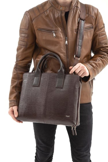  Tamer Tanca Erkek Hakiki Deri Kahverengi Evrak Çantası