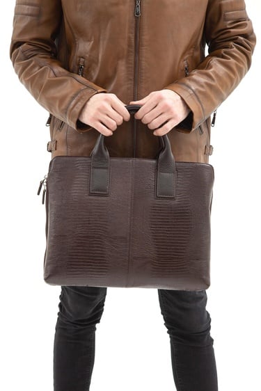  Tamer Tanca Erkek Hakiki Deri Kahverengi Evrak Çantası