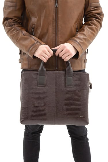  Tamer Tanca Erkek Hakiki Deri Kahverengi Evrak Çantası