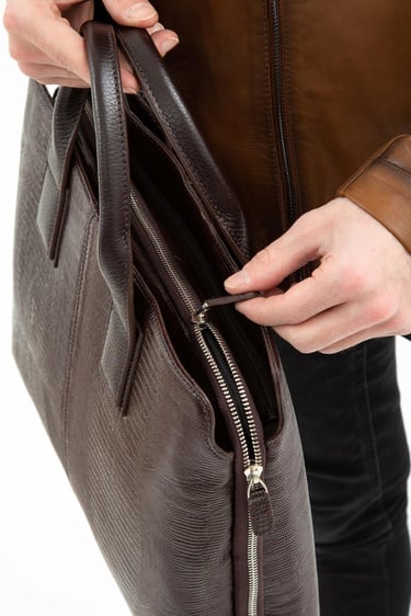  Tamer Tanca Erkek Hakiki Deri Kahverengi Evrak Çantası