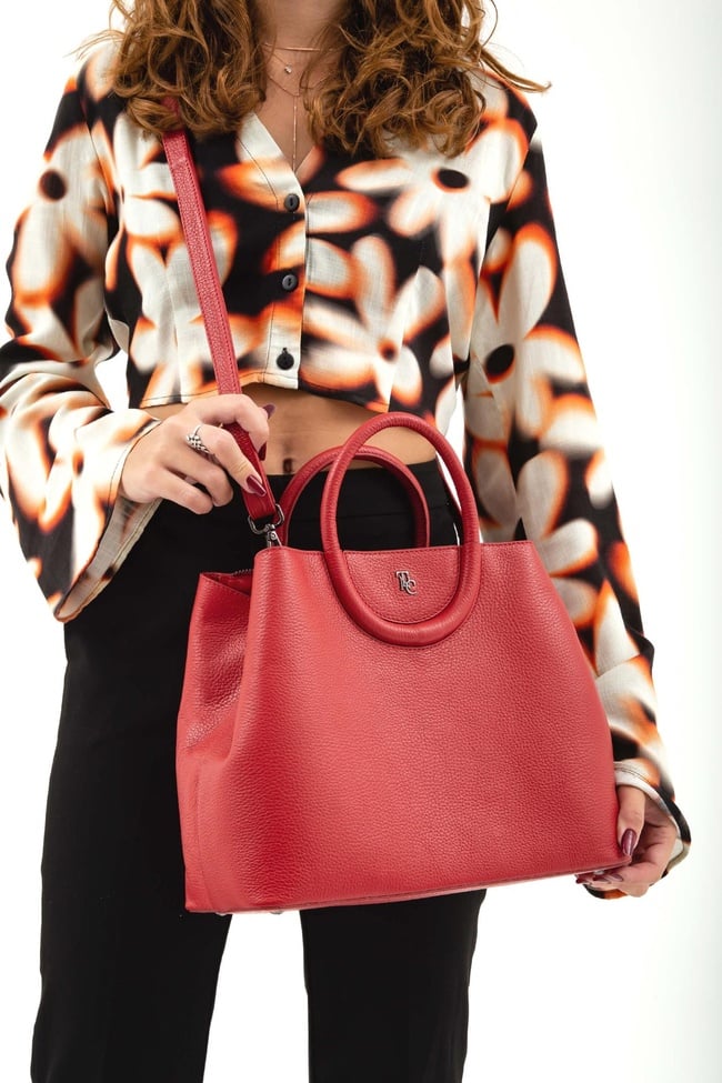  Tamer Tanca Kadın Hakiki Deri Kırmızı Omuz Çanta