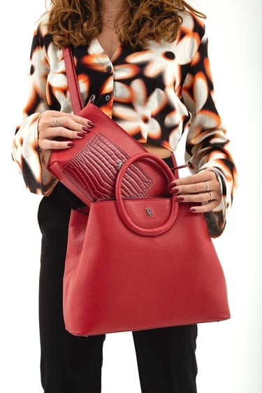  Tamer Tanca Kadın Hakiki Deri Kırmızı Omuz Çanta