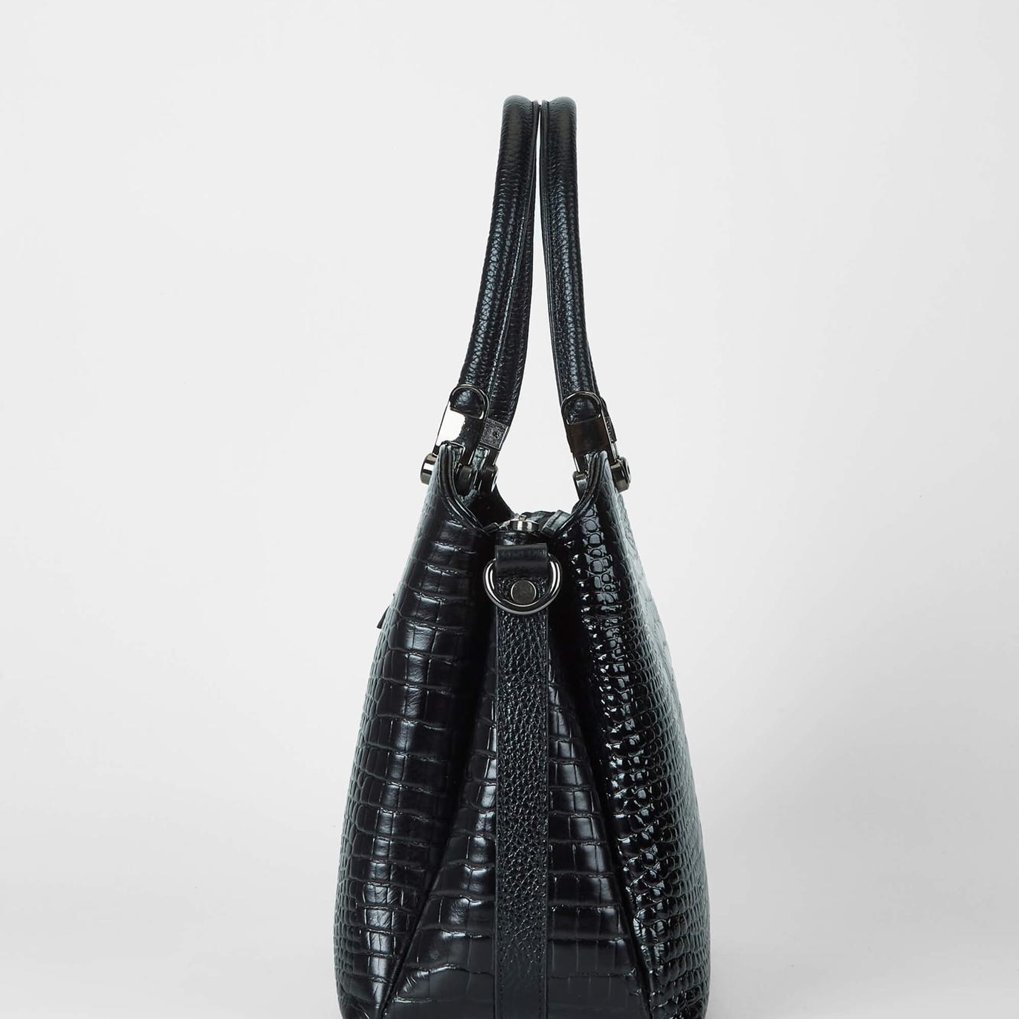Tamer Tanca Kadın Hakiki Deri Siyah Kroko Kol Çantası