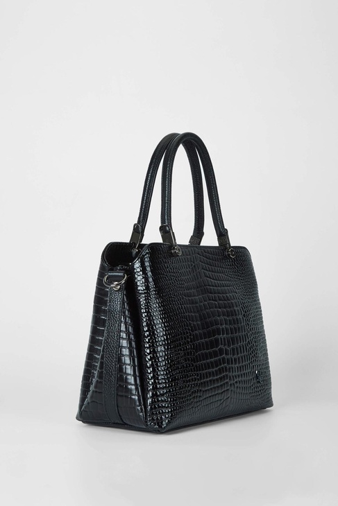  Tamer Tanca Kadın Hakiki Deri Siyah Kroko Kol Çantası