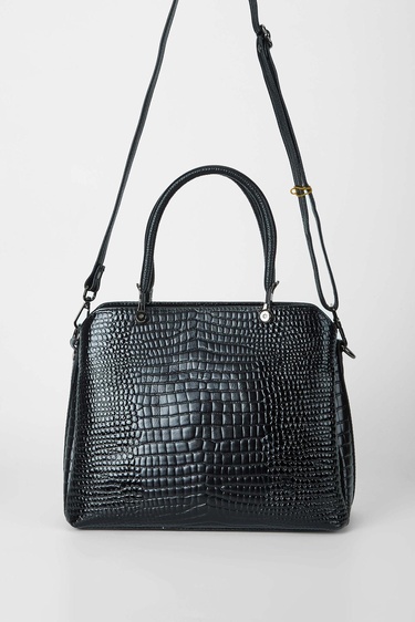  Tamer Tanca Kadın Hakiki Deri Siyah Kroko Kol Çantası