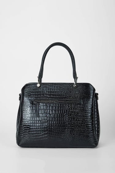  Tamer Tanca Kadın Hakiki Deri Siyah Kroko Kol Çantası