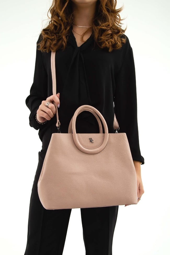  Tamer Tanca Kadın Hakiki Deri Gül Kurusu Omuz Çanta