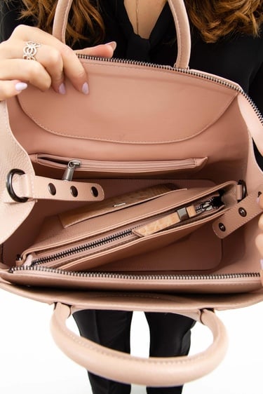  Tamer Tanca Kadın Hakiki Deri Gül Kurusu Omuz Çanta