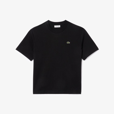  Lacoste Kadın Relaxed Fit Bisiklet Yaka Siyah T-Shirt
