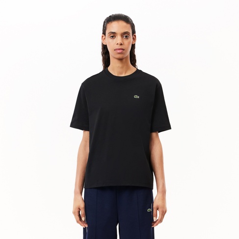  Lacoste Kadın Relaxed Fit Bisiklet Yaka Siyah T-Shirt