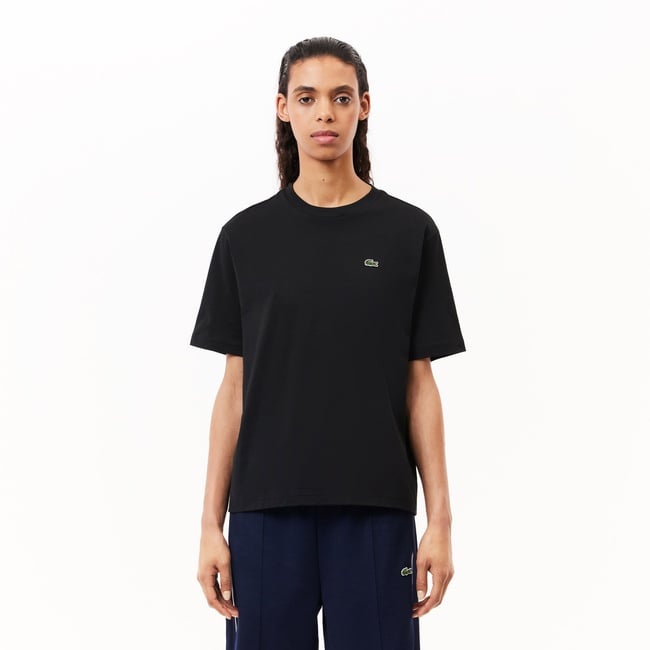  Lacoste Kadın Relaxed Fit Bisiklet Yaka Siyah T-Shirt