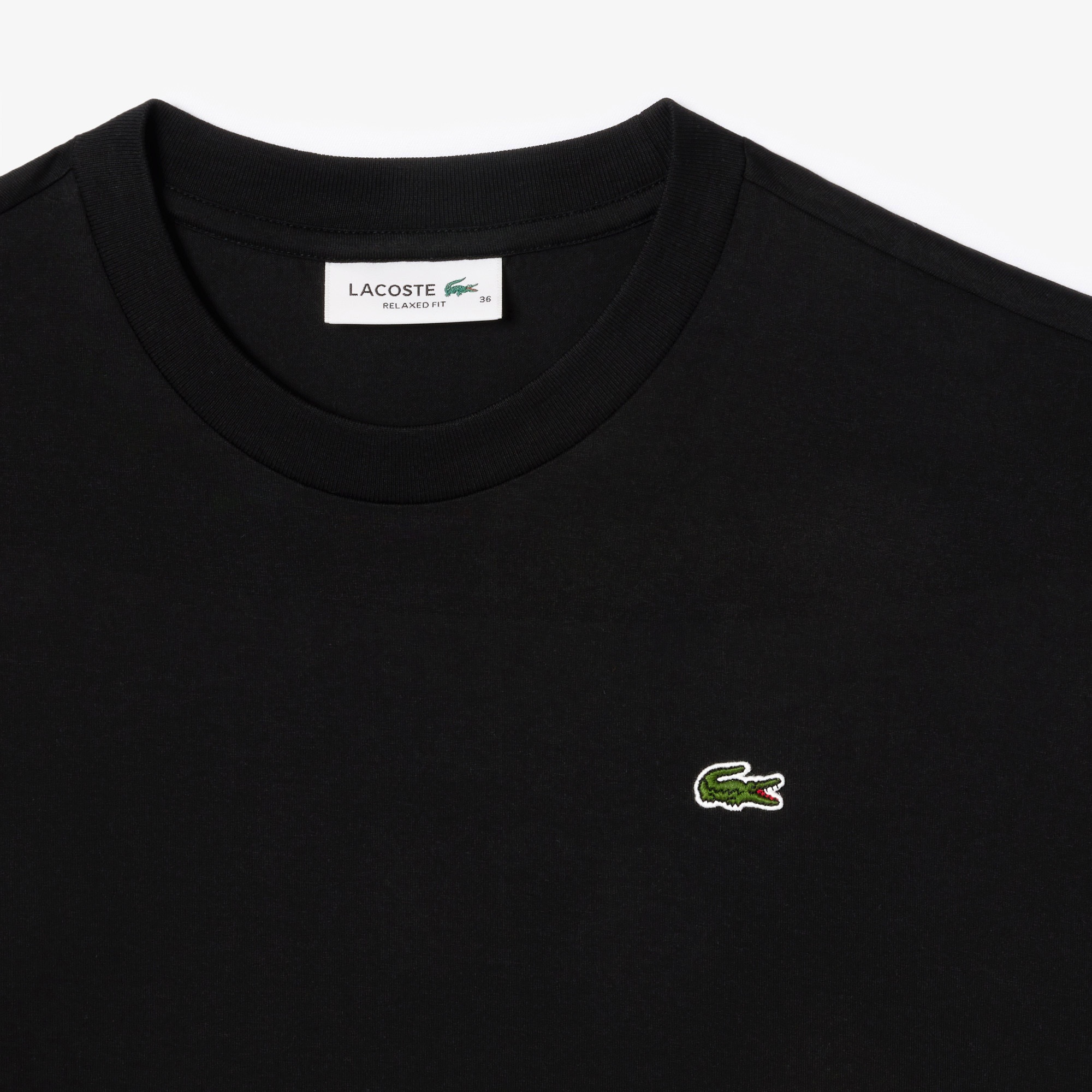 Lacoste Kadın Relaxed Fit Bisiklet Yaka Siyah T-Shirt