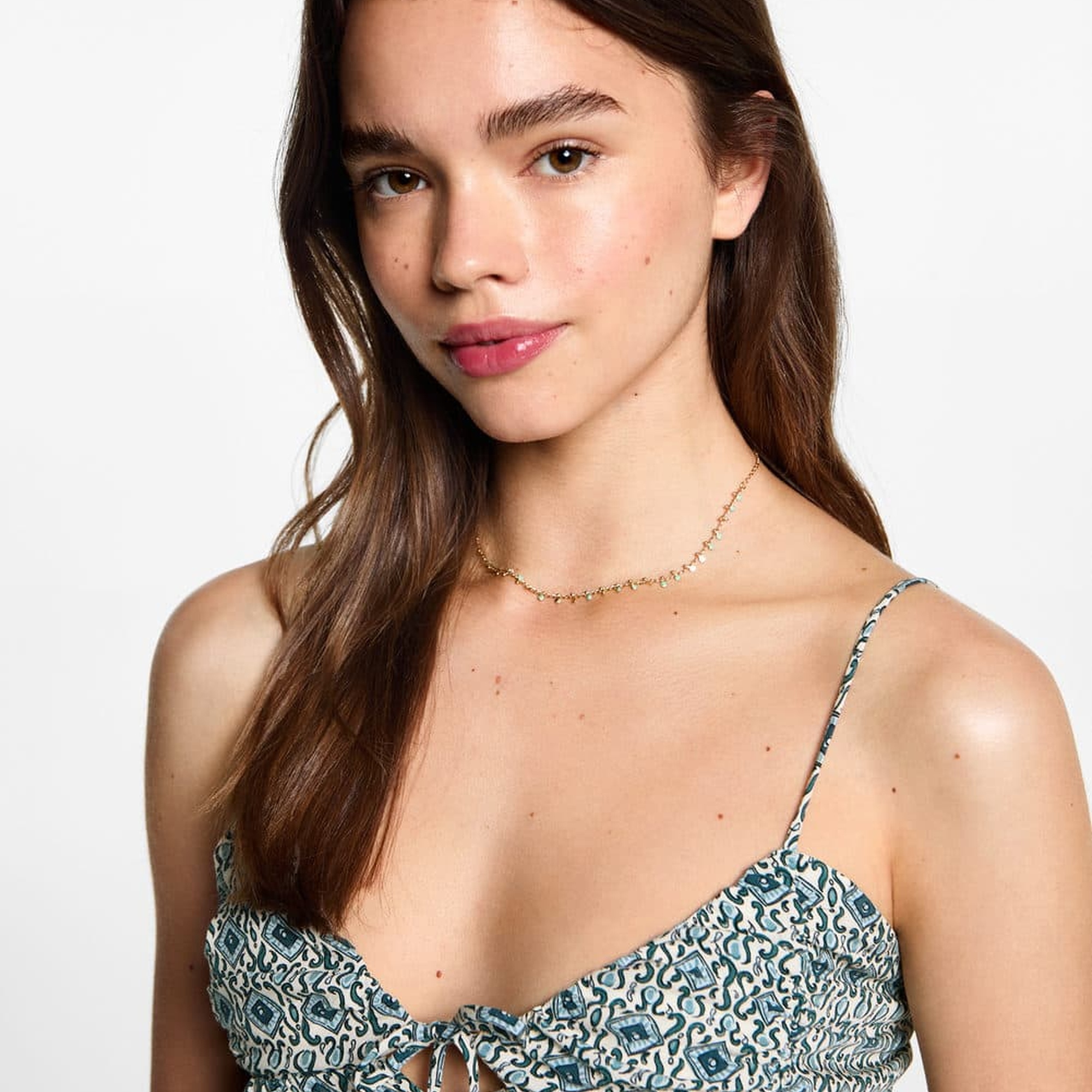 Mango Çocuk Desenli Dökümlü Bluz Ekru