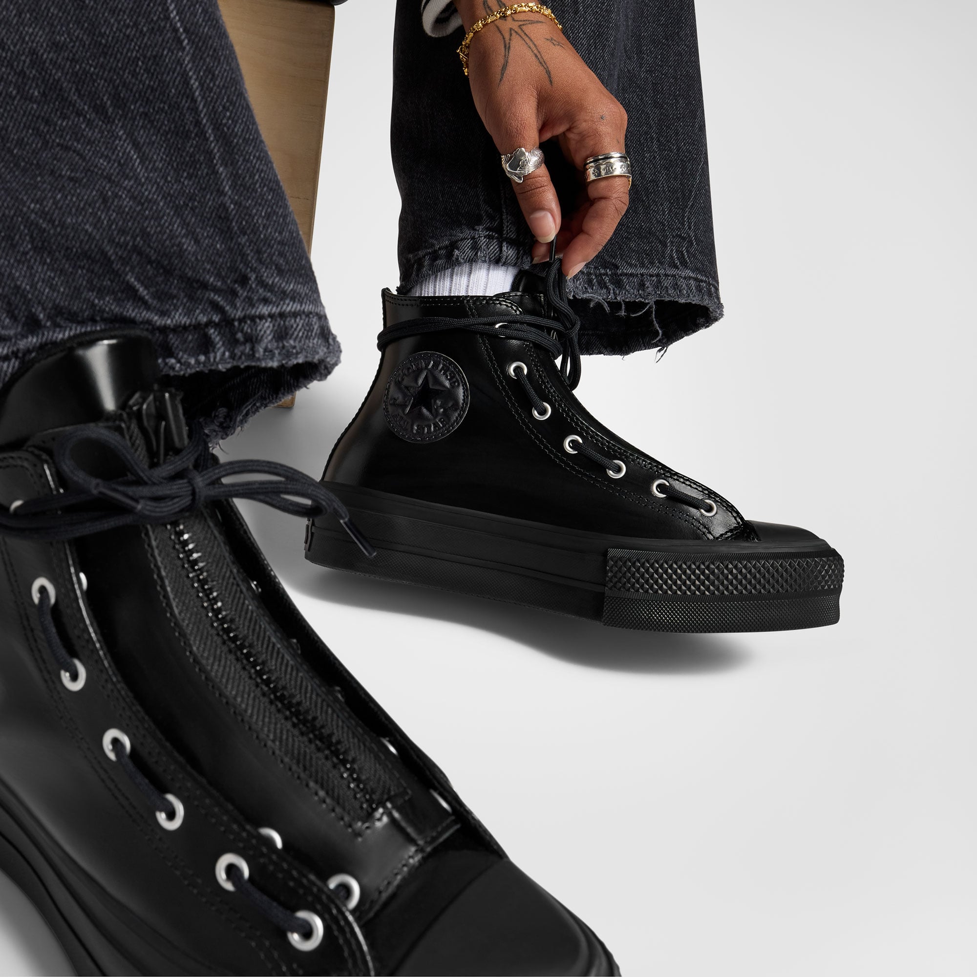 Converse Chuck Taylor All Star Lift Kadın Siyah Deri Bot - Görsel 6