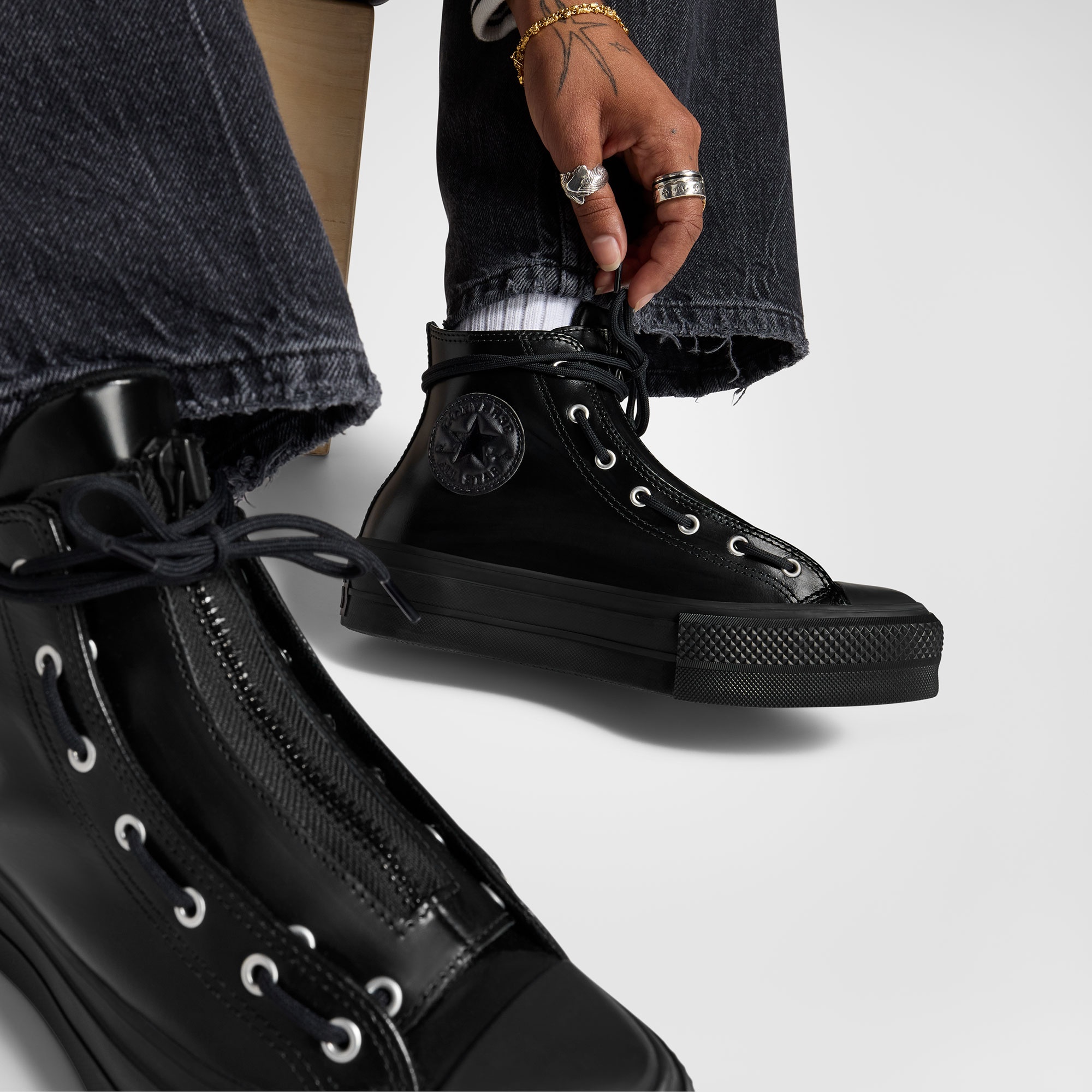 Converse Chuck Taylor All Star Lift Kadın Siyah Deri Bot