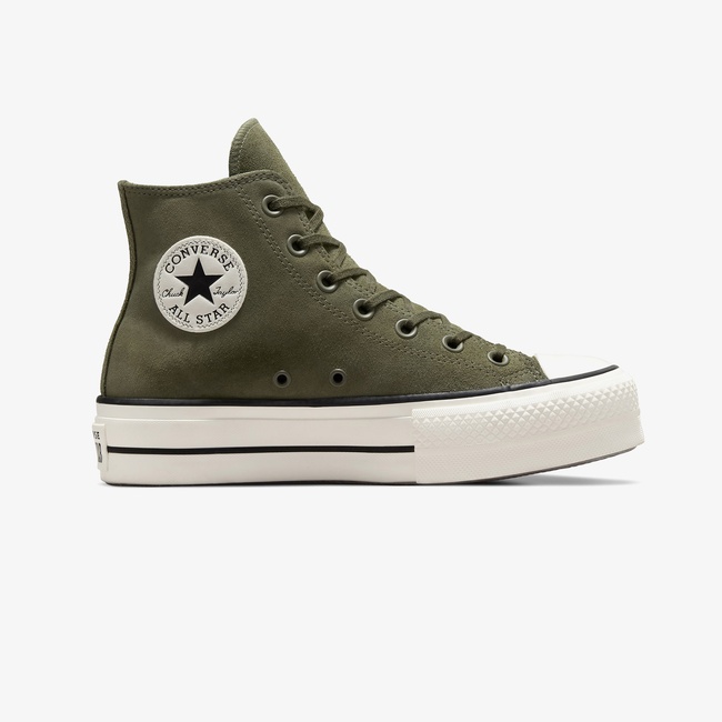  Converse Chuck Taylor All Star Lift Kadın Yeşil Süet Platform Sneaker
