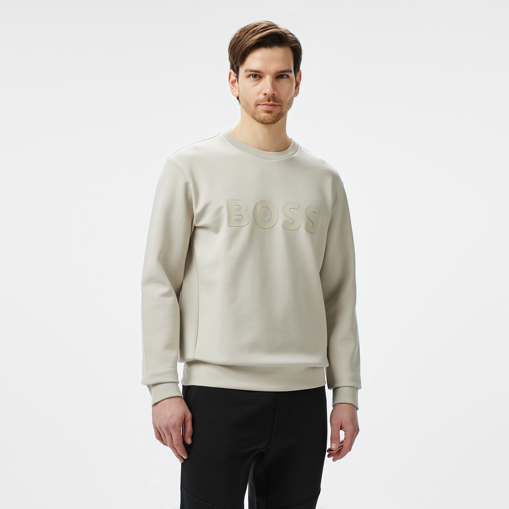 Boss Erkek Bej Sweatshirt