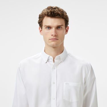  Lacoste Erkek Regular Fit Düğmeli Yaka Beyaz Gömlek