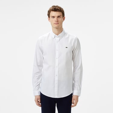  Lacoste Erkek Slim Fit Düğmeli Yaka Beyaz Gömlek