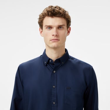  Lacoste Erkek Regular Fit Düğmeli Yaka Lacivert Gömlek