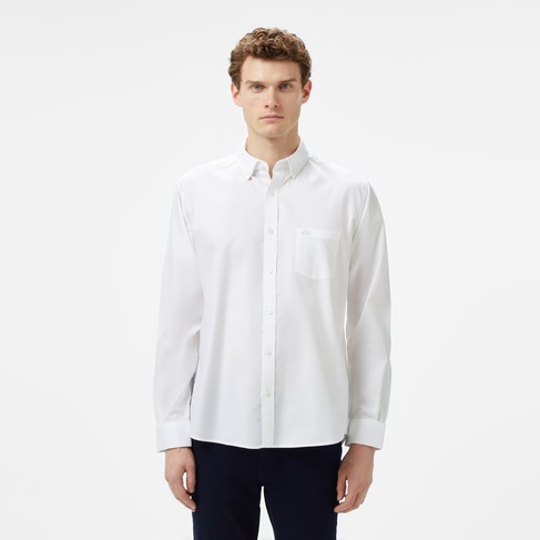  Lacoste Erkek Regular Fit Düğmeli Yaka Beyaz Gömlek