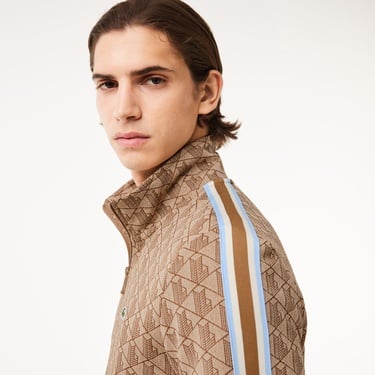  Lacoste Paris Monogram Zip-Up Erkek Kahverengi Eşofman Üstü