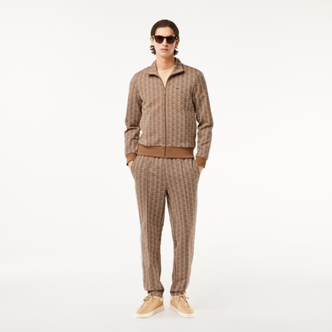  Lacoste Paris Monogram Zip-Up Erkek Kahverengi Eşofman Üstü
