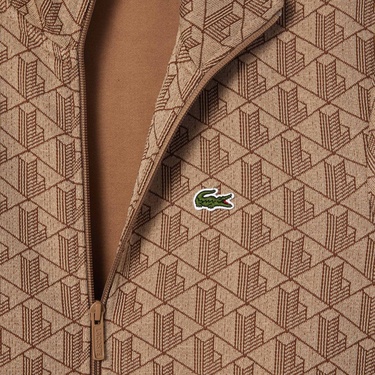  Lacoste Paris Monogram Zip-Up Erkek Kahverengi Eşofman Üstü