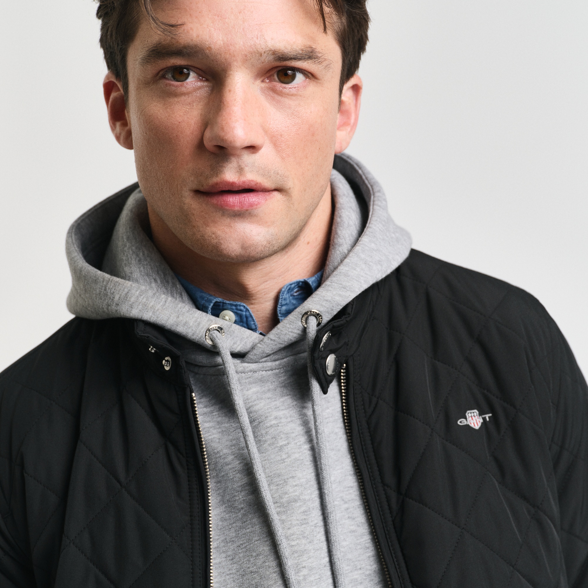 GANT Erkek Siyah Dik Yaka Kapitone Rüzgarlık