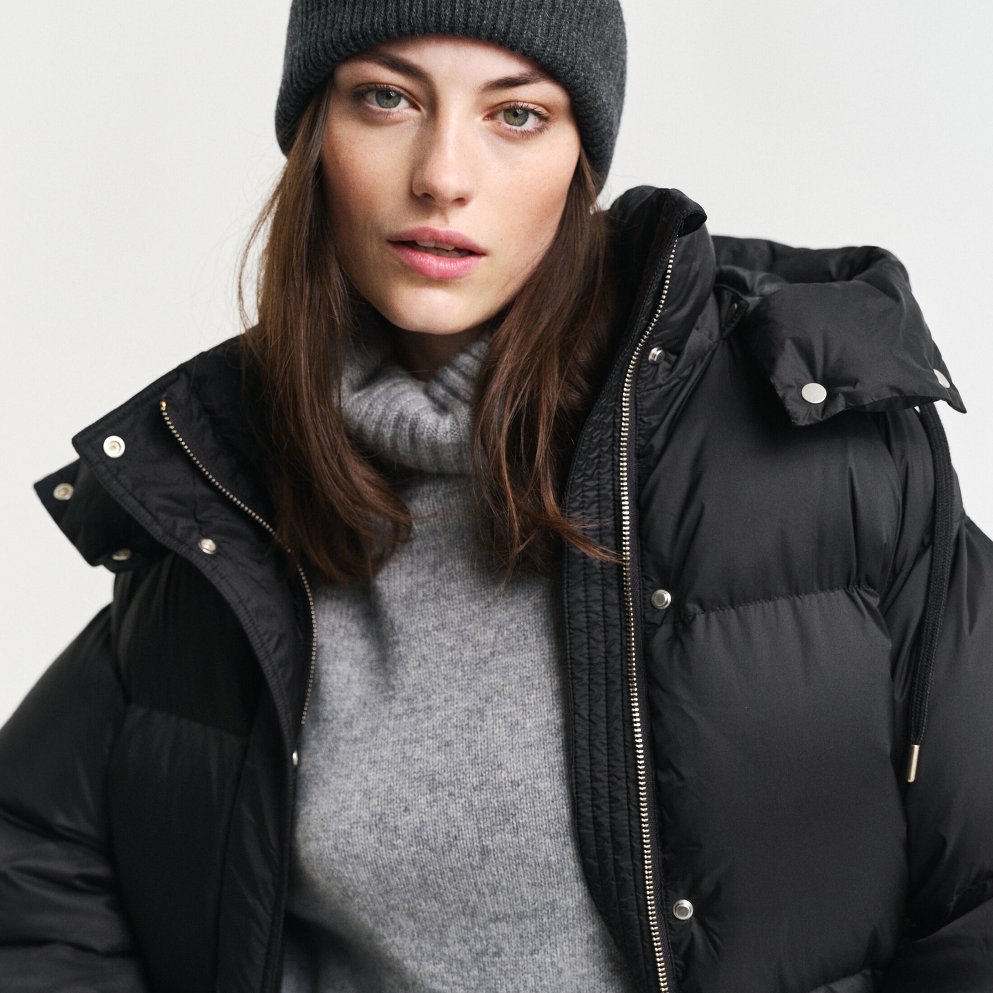 GANT Kadın Siyah Kapüşonlu Kaz Tüyü Mont