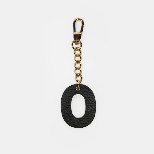  O Harfi Siyah Hakiki Deri Charm Anahtarlık