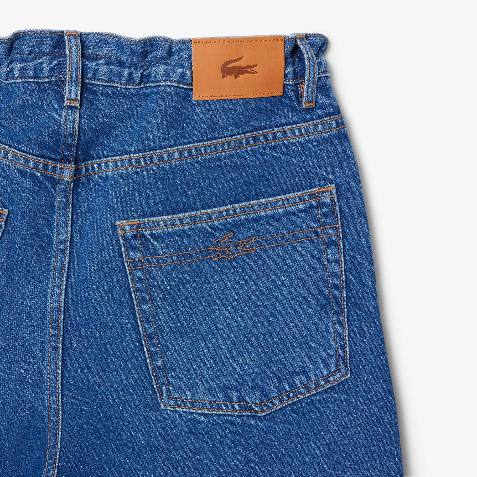 Lacoste Kadın Wide Leg Mavi Jean Pantolon