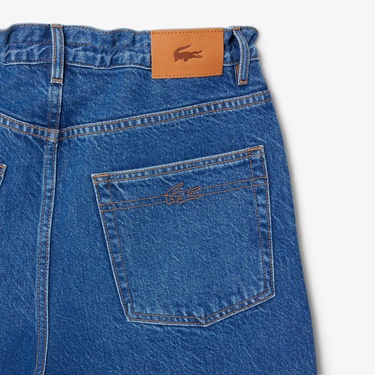  Lacoste Kadın Wide Leg Mavi Jean Pantolon